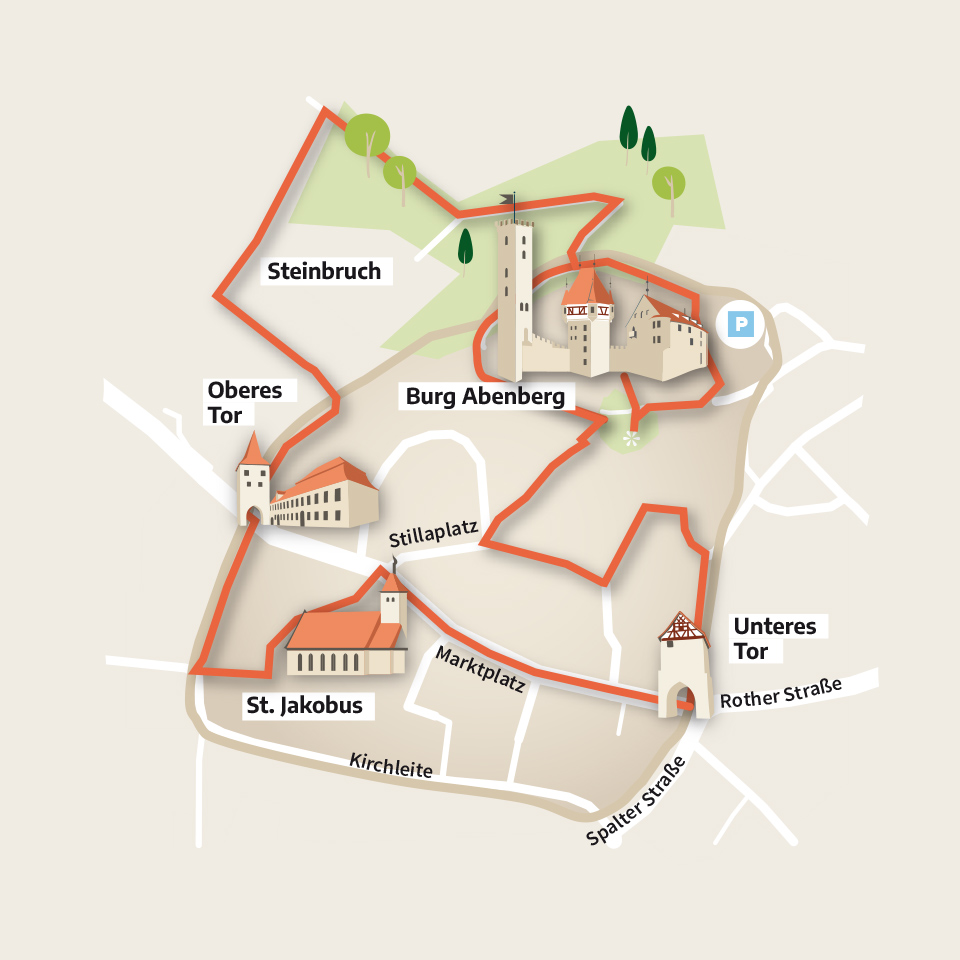 Karte des Stadtspaziergangs Abenberg