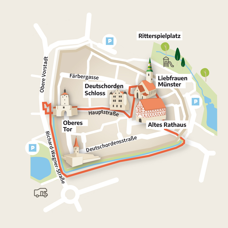 Karte des Stadtspaziergangs Wolframs-Eschenbach